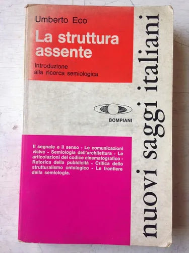 Libro usado en venta: La struttura assente - Introduzione alla ricerca semiologica de Umberto Eco; editorial Bompiani impreso en 1968.1