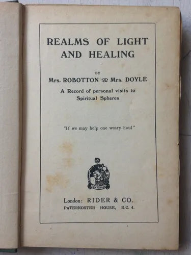 Libro usado en venta: Realms of light and healing de Mrs. Robotton - Mrs. Doyle; editorial Rider & Co. realizamos envios a todo el mundo.1