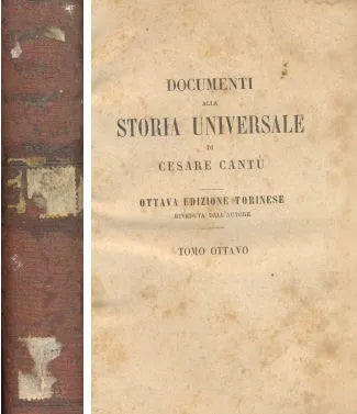 Libro usado en venta: Documenti alla Storia Universale de Cesare Cantu; editorial Torino impreso en 1858 realizamos envios a todo el mundo.1