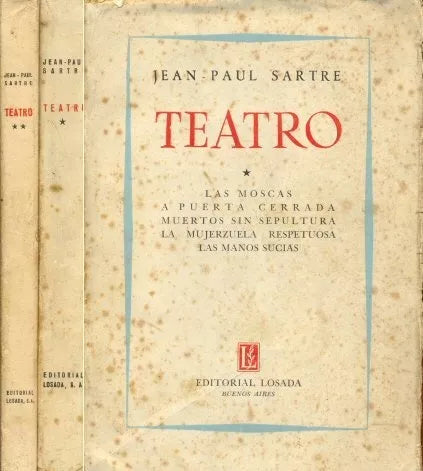 Libro usado en venta: Teatro (2 Tomos) de Jean - Paul Sartre; editorial Losada impreso en 1955 realizamos envios a todo el mundo.1