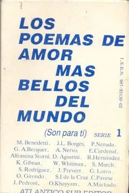 Libro usado en venta: Los poemas de amor mas bellos del mundo (Serie 1); editorial Atlantico Sur impreso en 1994 realizamos envios a todo el mundo.1