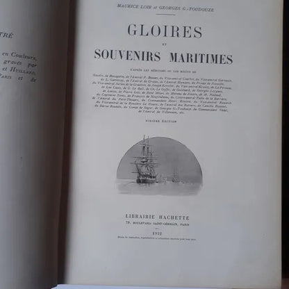 Libro usado en venta: Gloires et souvenirs maritimes d'apr?s les memoires et recits de Baudin, Bonaparte, Bouvet de Loir & Toudouze; Hachette 1922.1