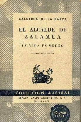 Libro usado en venta: El alcalde de Zalamea - La vida es sue?o de Pedro Calderon de la Barca; editorial Espasa - Calpe impreso en 1965.1