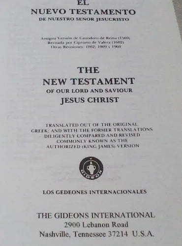 Libro usado en venta: Nuevo testamento - Espa?ol/Ingles; editorial Gideon impreso en 1974 realizamos envios a todo el mundo.1