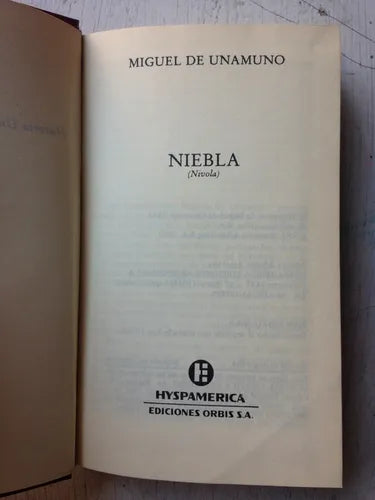 Libro usado en venta: Niebla (Tapa dura) de Miguel de Unamuno; editorial Hyspamerica impreso en 1983 realizamos envios a todo el mundo.1
