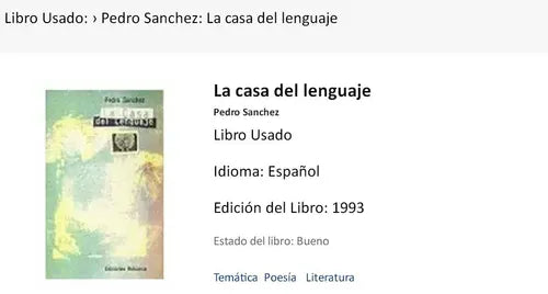 Libro usado en venta: La casa del lenguaje de Pedro Sanchez; editorial Rotoarco impreso en 1993 realizamos envios a todo el mundo.1