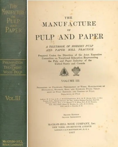 Libro usado en venta: The manufacture of pulp and paper - Vol 3 de J. J. Clark, M. E.; editorial Emece impreso en 1927 envios a todo el mundo.1