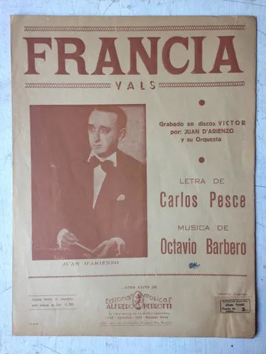 Libro usado en venta: Francia (Vals); editorial Alfredo Perrotti impreso en 1950 realizamos envios a todo el mundo.1
