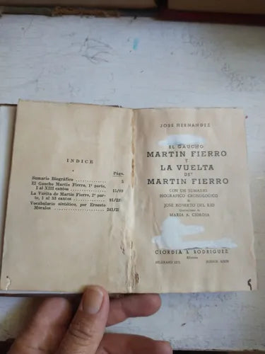 Libro usado en venta: Martin Fierro y la vuelta de Martin Fierro de Jose Hernandez; editorial Ciorda & Rodriguez realizamos envios a todo el mundo.1