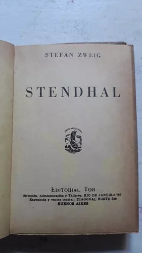 Libro usado en venta: Stendhal de Stefan Zweig; editorial Tor realizamos envios a todo el mundo.1