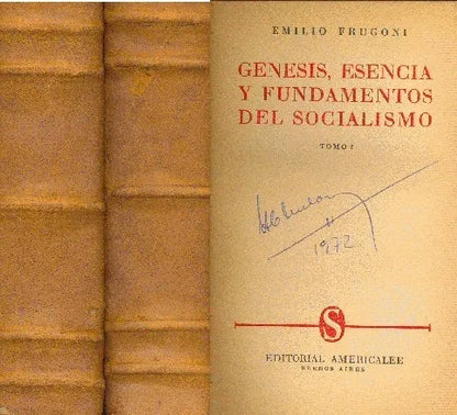 Libro usado en venta: Genesis, esencia y fundamentos del socialismo de Emilio Frugoni; editorial Americalee impreso en 1947 envios a todo el mundo.1