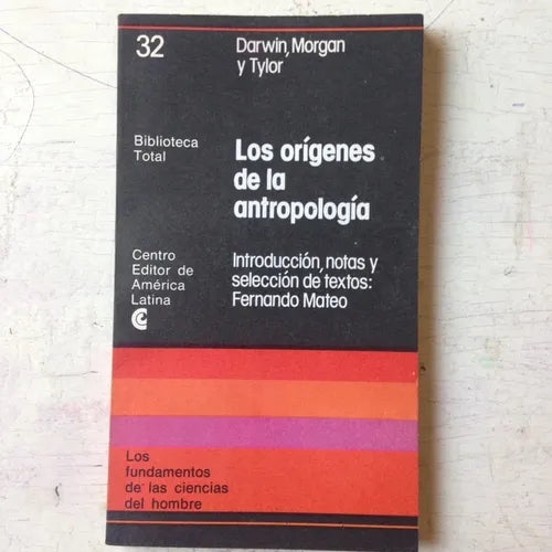 Libro usado en venta: Los origenes de la antropologia de Darwin, Morgan y Tylor; editorial Centro Editor de America Latina impreso en 1977.1