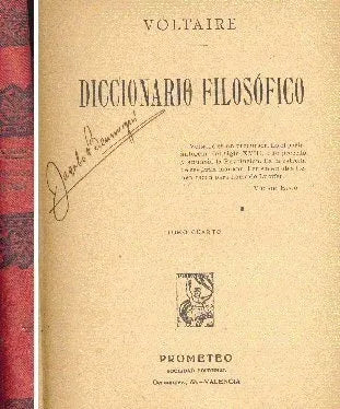 Libro usado en venta: Diccionario Filosofico (Tomo 4) de Voltaire; editorial Prometeo realizamos envios a todo el mundo.1