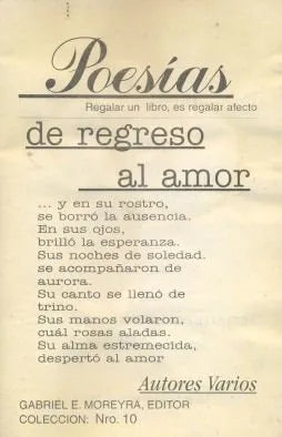 Libro usado en venta: Poesias; editorial Gabriel E. Moreyra impreso en 1998 realizamos envios a todo el mundo.1