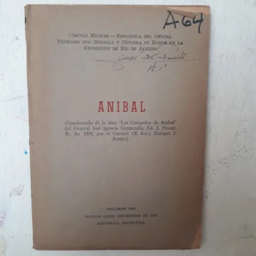 Libro usado en venta: Anibal; editorial Circulo Militar impreso en 1956 realizamos envios a todo el mundo.1