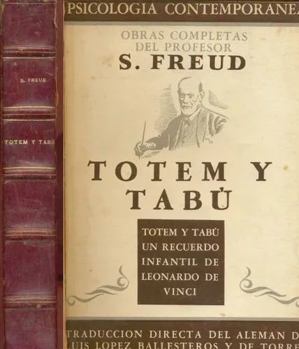 Libro usado en venta: Totem y tabu - Un recuerdo infantil de Leonardo de Vinci de Sigmund Freud; editorial Americana impreso en 1943.1