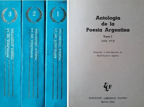 Libro usado en venta: Antologia de la poesia Argentina (3 Tomos) de Raul Gustavo Aguirre; editorial Fausto impreso en 1979 envios a todo el mundo.1
