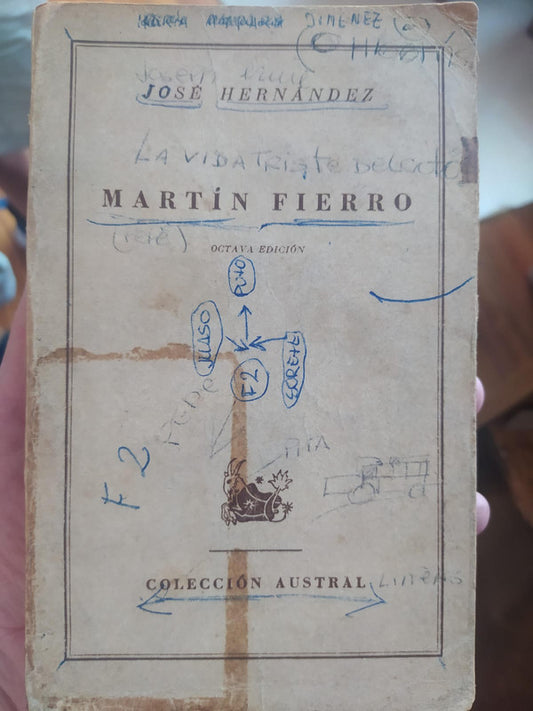 Libro usado en venta: Martin Fierro de Jose Hernandez; editorial Espasa - Calpe impreso en 1949 realizamos envios a todo el mundo.1