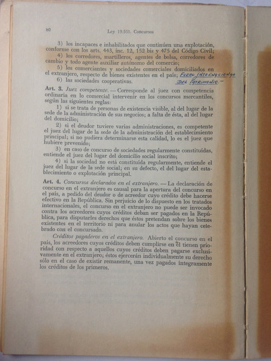 Libro usado en venta: Ley 19551 - Concuros (Comerciales y civiles); editorial Depalma impreso en 1973 realizamos envios a todo el mundo.2