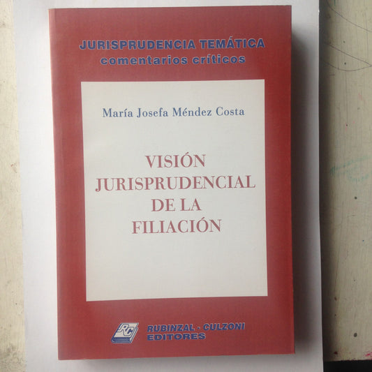 Libro usado en venta: Vision jurisprudencial de la filiacion de Maria Josefa Mendez Costa; editorial Rubinzal-Culzoni impreso en 1997.1