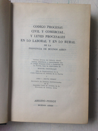 Libro usado en venta: Codigo procesal civil y comercial, y Leyes procesales en lo laboral y en lo rural de la Prov. De Bs. As.; Abeledo - Perrot 19771.1