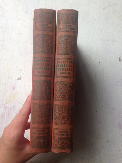 Libro usado en venta: Derecho politico general (2 Tomos) de Mariano de Vedia y Mitre; editorial Guillermo Kraft impreso en 1952 envios a todo el mundo.3
