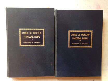 Libro usado en venta: Curso de derecho procesal penal (2 Tomos) de Francisco J. D'Alabora; editorial Policial impreso en 1986 envios a todo el mundo.3