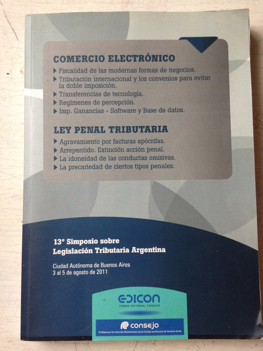 Libro usado en venta: Comercio electronico y ley penal tributaria; editorial Edicon impreso en 2011 realizamos envios a todo el mundo.1