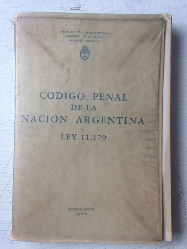 Libro usado en venta: Codigo Penal de la Nacion Argentina - Ley 11179; impreso en 1976 realizamos envios a todo el mundo.1
