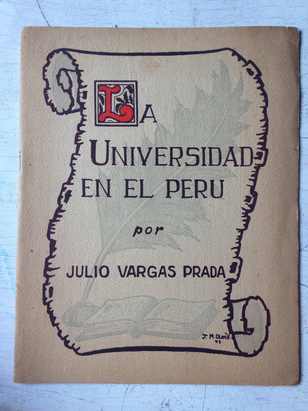 Libro usado en venta: La universidad en el Peru (Folleto) de Julio Vargas Prada; impreso en 1943 realizamos envios a todo el mundo.1