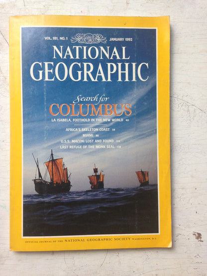 Libro usado en venta: Search for Columbus - Vol 181 n? 1 de National geographic; editorial National geographic impreso en 1992 envios a todo el mundo.1
