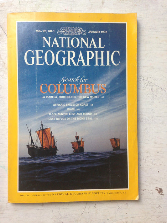 Libro usado en venta: Search for Columbus - Vol 181 n? 1 de National geographic; editorial National geographic impreso en 1992 envios a todo el mundo.1