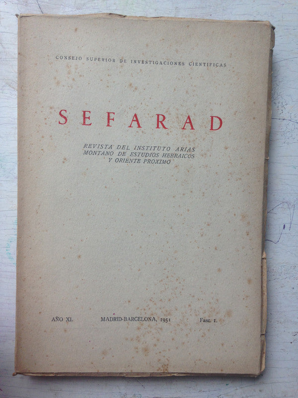 Libro usado en venta: Revista del Instituto Arias Montano de estudios hebraicos y oriente proximo de Sefarad; impreso en 1951 envios a todo el mundo.1