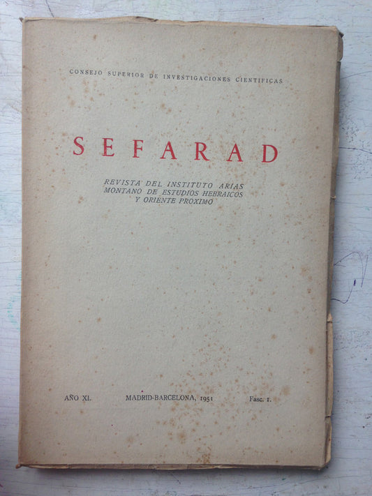 Libro usado en venta: Revista del Instituto Arias Montano de estudios hebraicos y oriente proximo de Sefarad; impreso en 1951 envios a todo el mundo.1