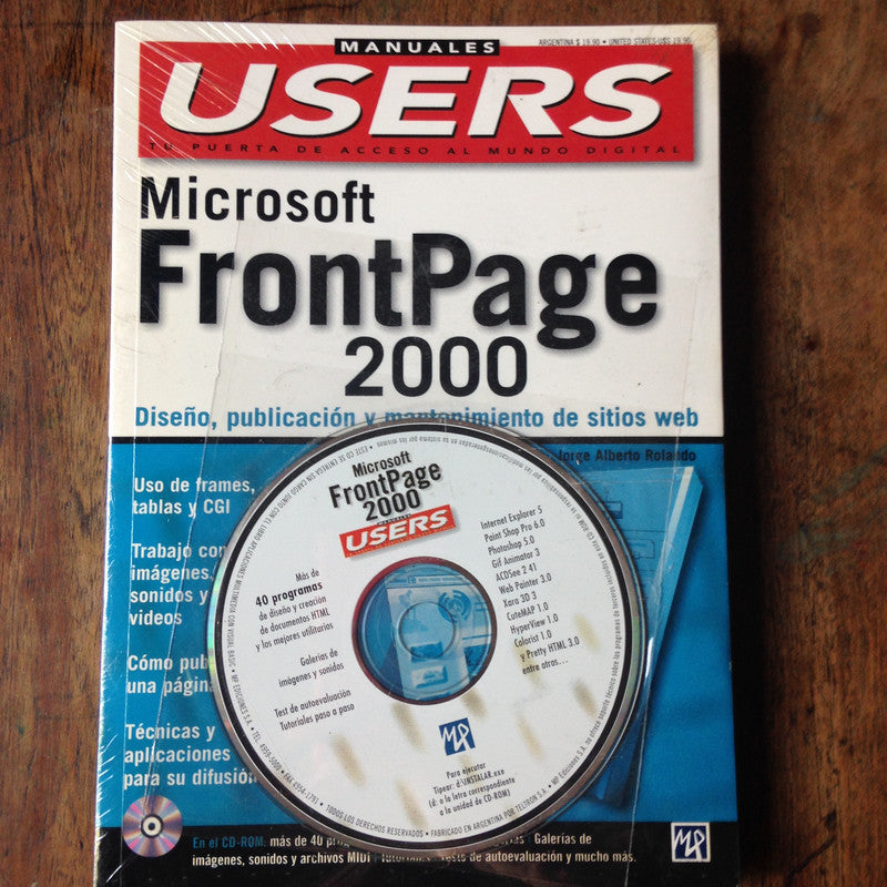Libro usado en venta: FrontPage 2000 (Contiene CD-ROM) de Jorge Alberto Rolando; editorial Mp Ediciones realizamos envios a todo el mundo.1