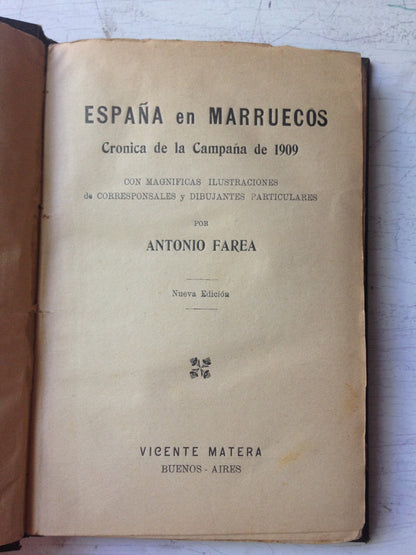 Libro usado en venta: Espa?a en Marruecos de Antonio Farea; editorial Vivente Matera realizamos envios a todo el mundo.1