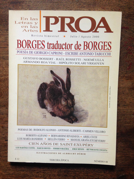 Libro usado en venta: Borges traductor de Borges - Proa en las letras y en las artes - Julio/Agosto - N? 48 de Revista Bimestral; Proa impreso en 20001.1