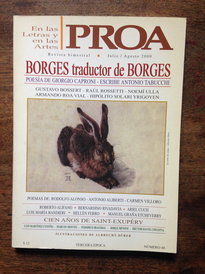 Libro usado en venta: Borges traductor de Borges - Proa en las letras y en las artes - Julio/Agosto - N? 48 de Revista Bimestral; Proa impreso en 20001.1