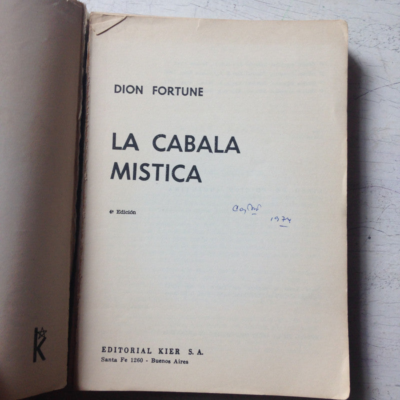 Libro usado en venta: La cabala mistica de Dion Fortune; editorial Kier impreso en 1973 realizamos envios a todo el mundo.3