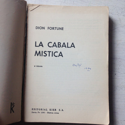 Libro usado en venta: La cabala mistica de Dion Fortune; editorial Kier impreso en 1973 realizamos envios a todo el mundo.3