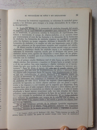 Libro usado en venta: El psicoanalisis de ni?os y sus aplicaciones de Arminda Aberastury (Compiladora); editorial Paidos impreso en 1972.2