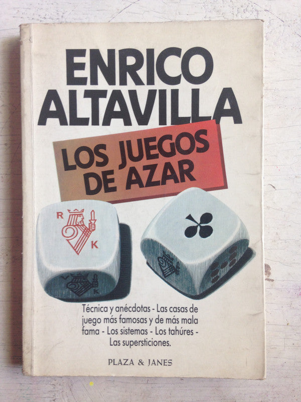 Libro usado en venta: Los juegos de azar de Enrico Altavilla; editorial Plaza & Janes impreso en 1983 realizamos envios a todo el mundo.1