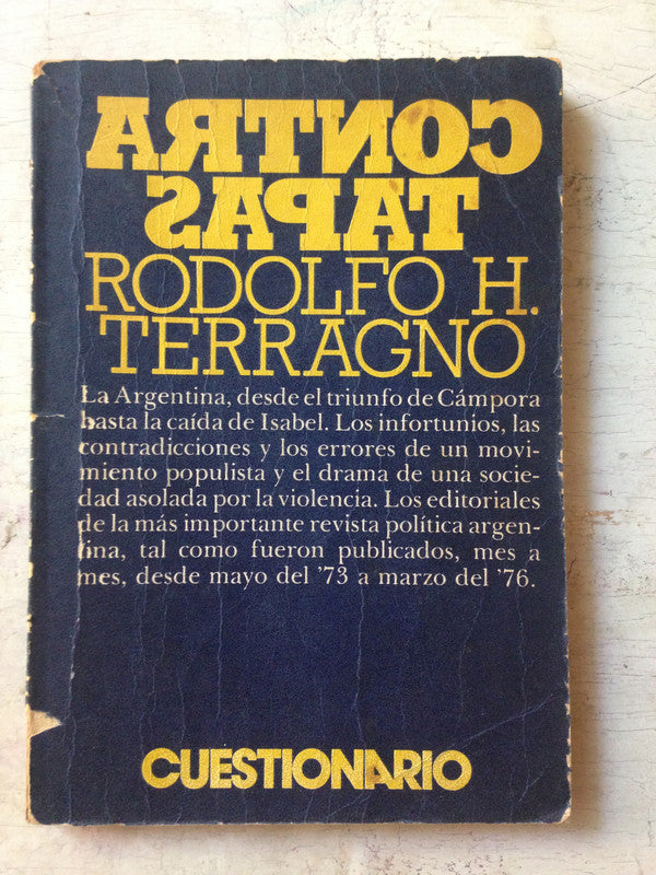 Libro usado en venta: Contratapas de Rodolfo H. Terragno; editorial Cuestionario impreso en 1976 realizamos envios a todo el mundo.1