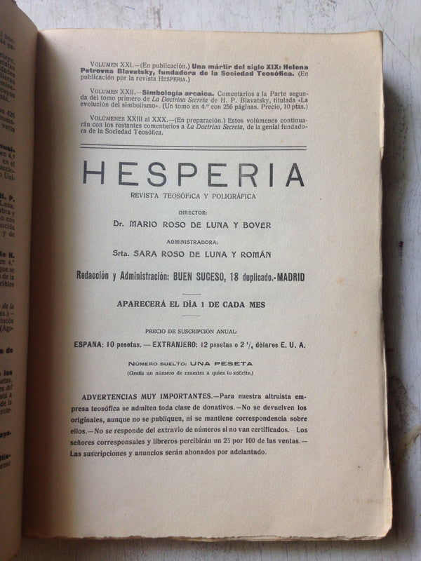 Libro usado en venta: La esfinge - Vol. III; editorial Hesperia impreso en 1924 realizamos envios a todo el mundo.3