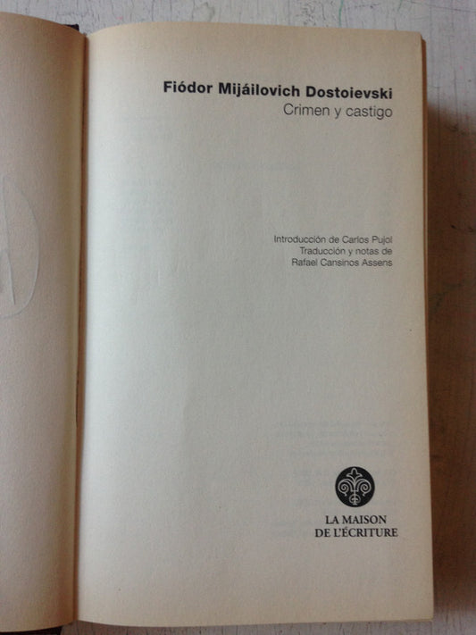 Libro usado en venta: Crimen y castigo de Fiodor Dostoievski (Dostoyevski); editorial Altaya impreso en 2005 realizamos envios a todo el mundo.1