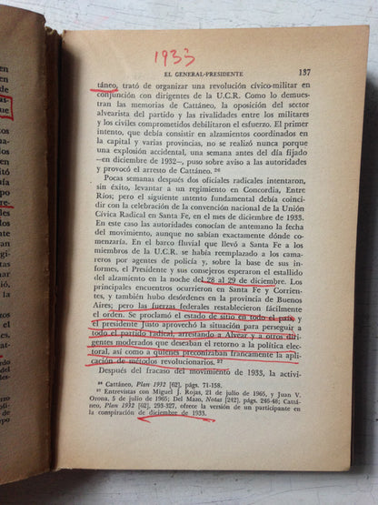 Libro usado en venta: El ejercito y la politica argentina (I) 1928-1945 de Robert A. Potash; editorial Hyspamerica impreso en 1985.2