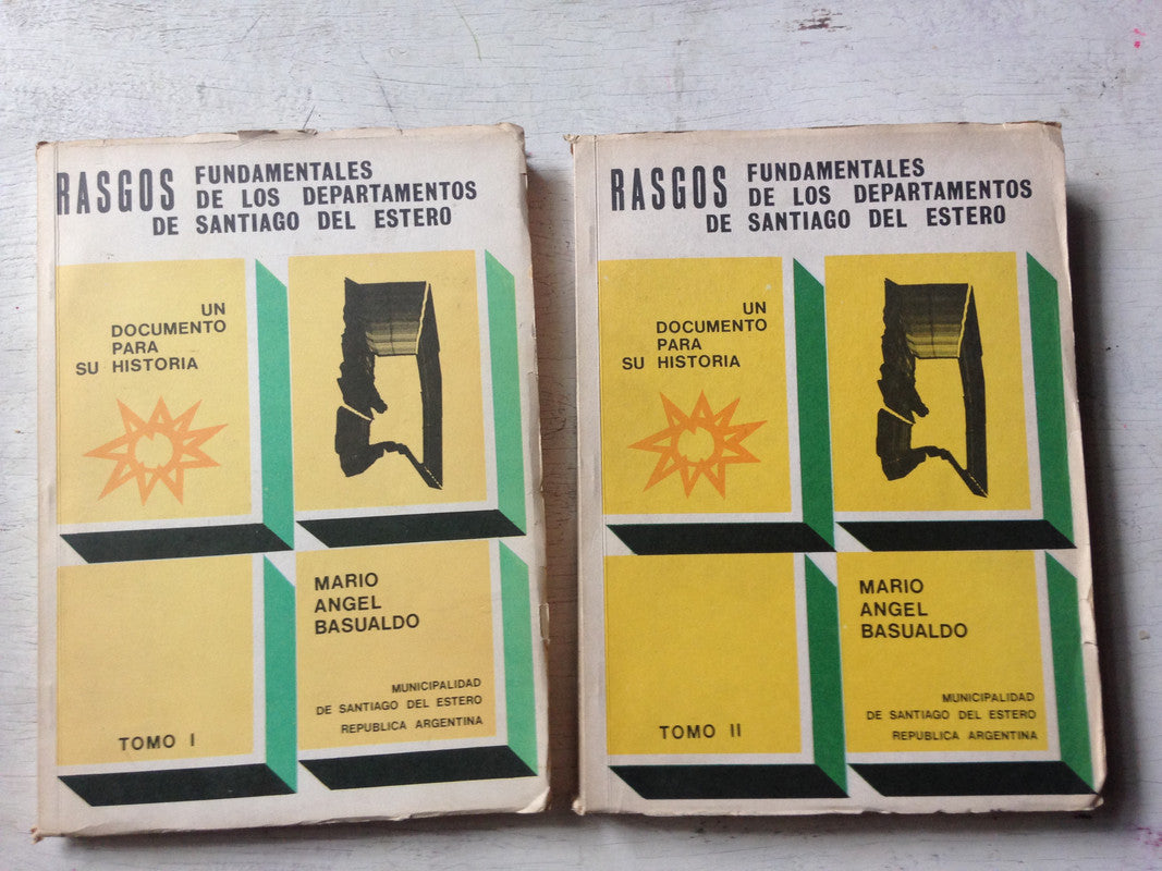 Libro usado en venta: Rasgos fundamentales de los departamentos de Santiago del Estero (2 Tomos) de Basualdo; Municipalidad de Santiago del Estero 1981.1