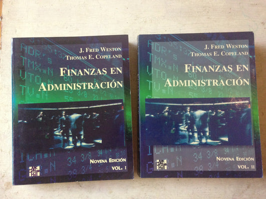 Libro usado en venta: Finanzas en administracion (2 Tomos) de J. Fred Weston - Thomas E. Copeland; editorial McGraw-Hill impreso en 1996.1