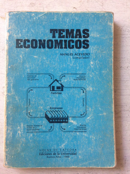 Libro usado en venta: Temas economicos de Manuel Acevedo; editorial Universidad impreso en 1989 realizamos envios a todo el mundo.1