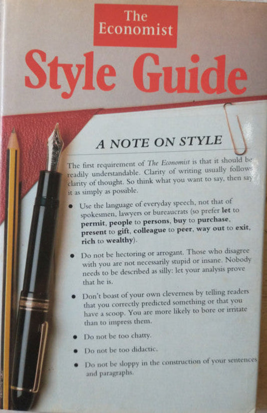 Libro usado en venta: The Economist de Style Guide; editorial The Economist Books impreso en 1993 realizamos envios a todo el mundo.1